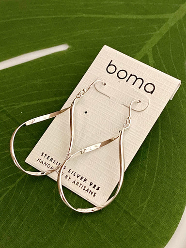 Boma Sterling Silver Earrings - Organic Twisted Oval    