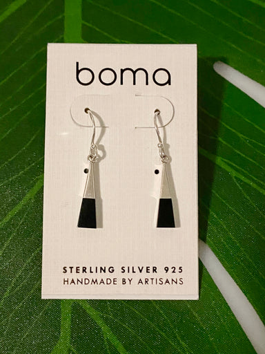 Boma Sterling Silver Earrings - Black Onyx Severe Triangle    