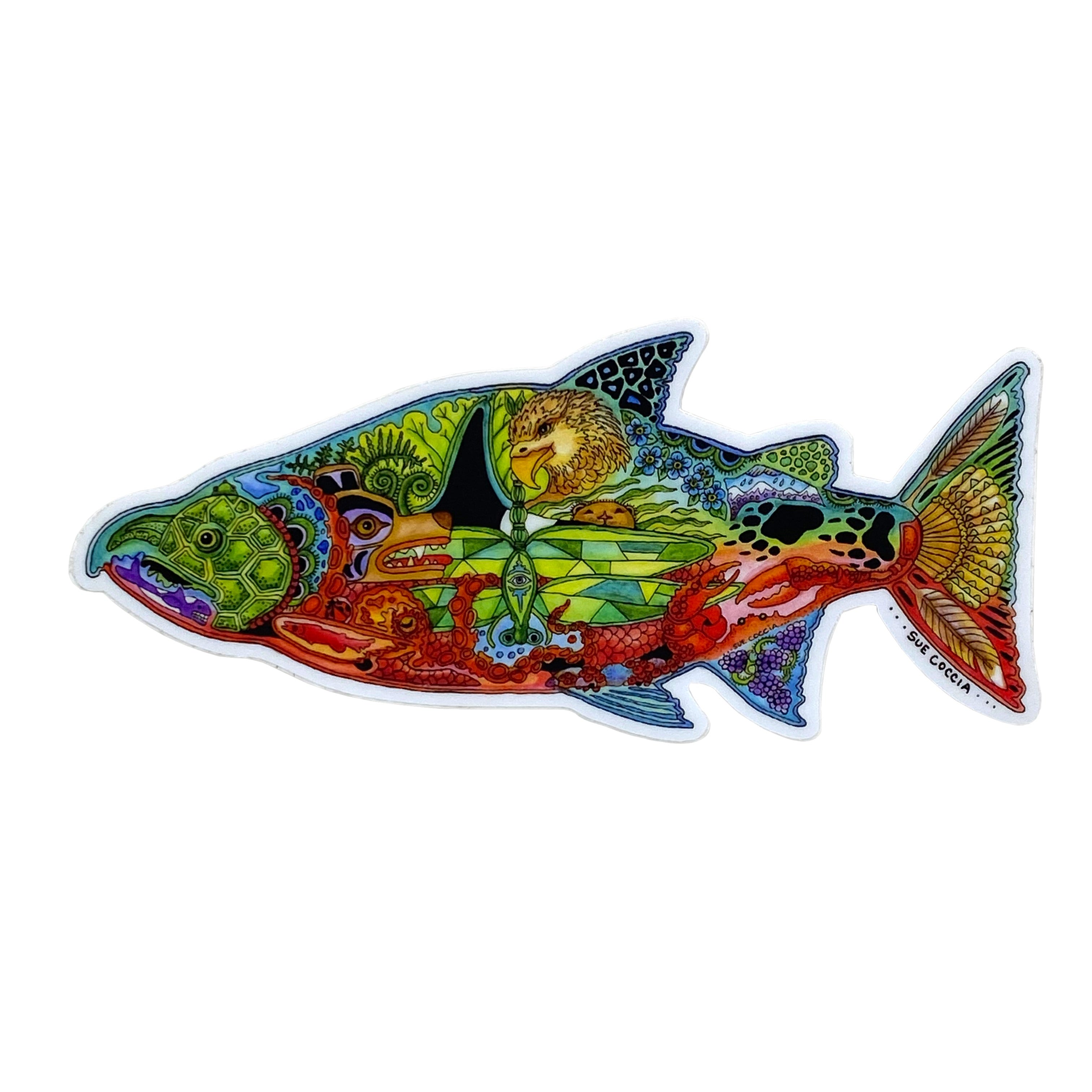 Sue Coccia Chinook Salmon Sticker    