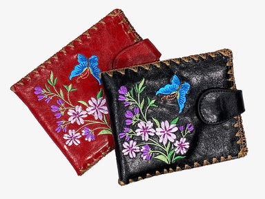 Lavishy Embroidered Cherry Blossom & Butterfly - Medium Vegan Wallet    