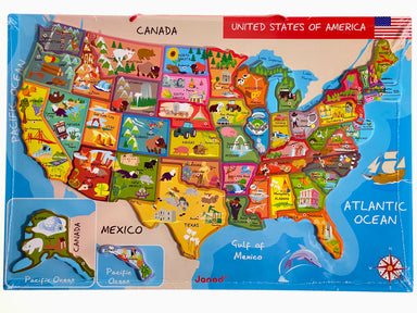 Wooden Map of the USA 48 Piece Magnetic Puzzle    