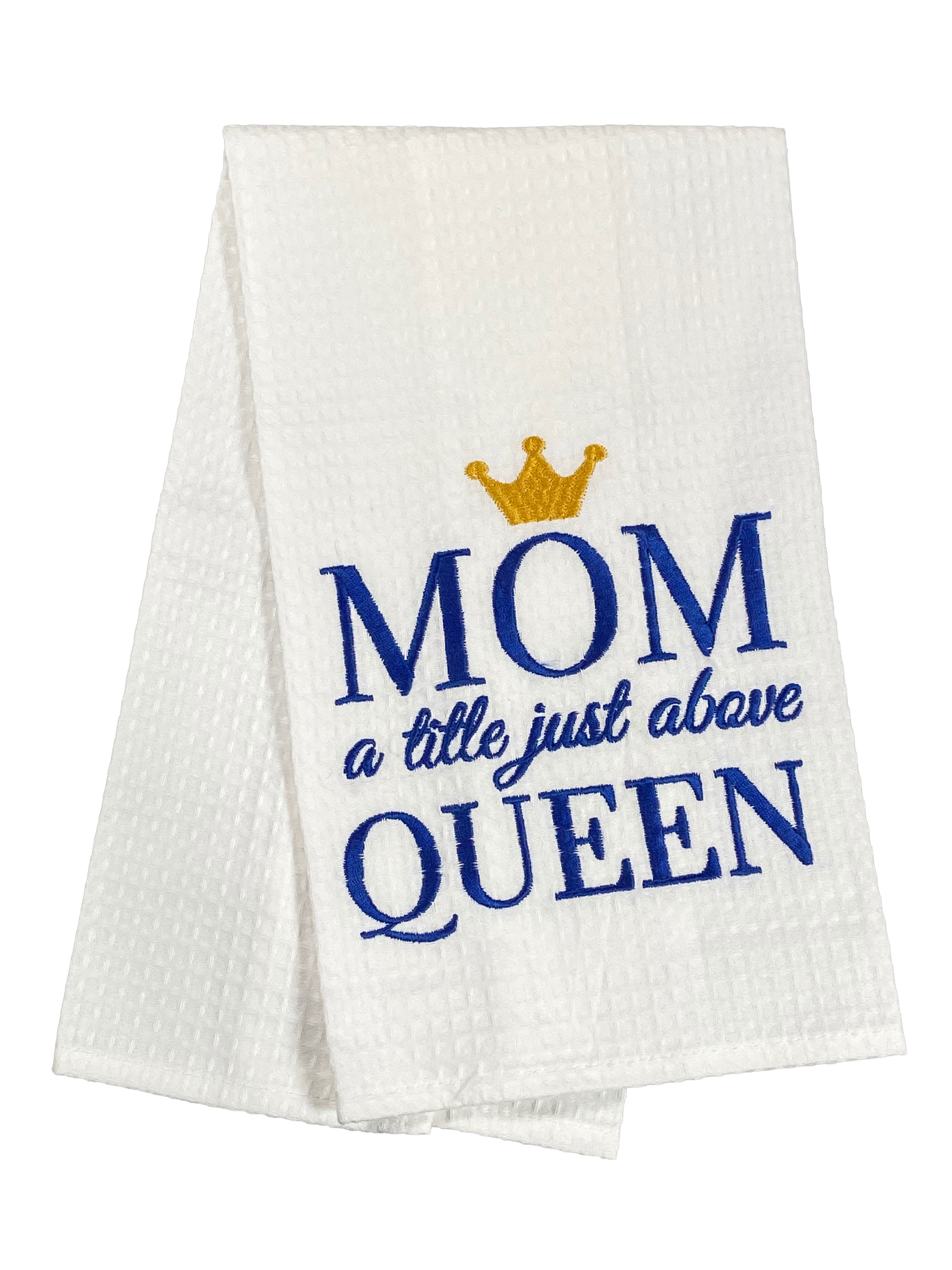 Waffle Weave Embroidered Dishtowel Mom A Little Above Queen    