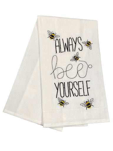 Floursack Embroidered Dishtowel Always Bee Yourself    