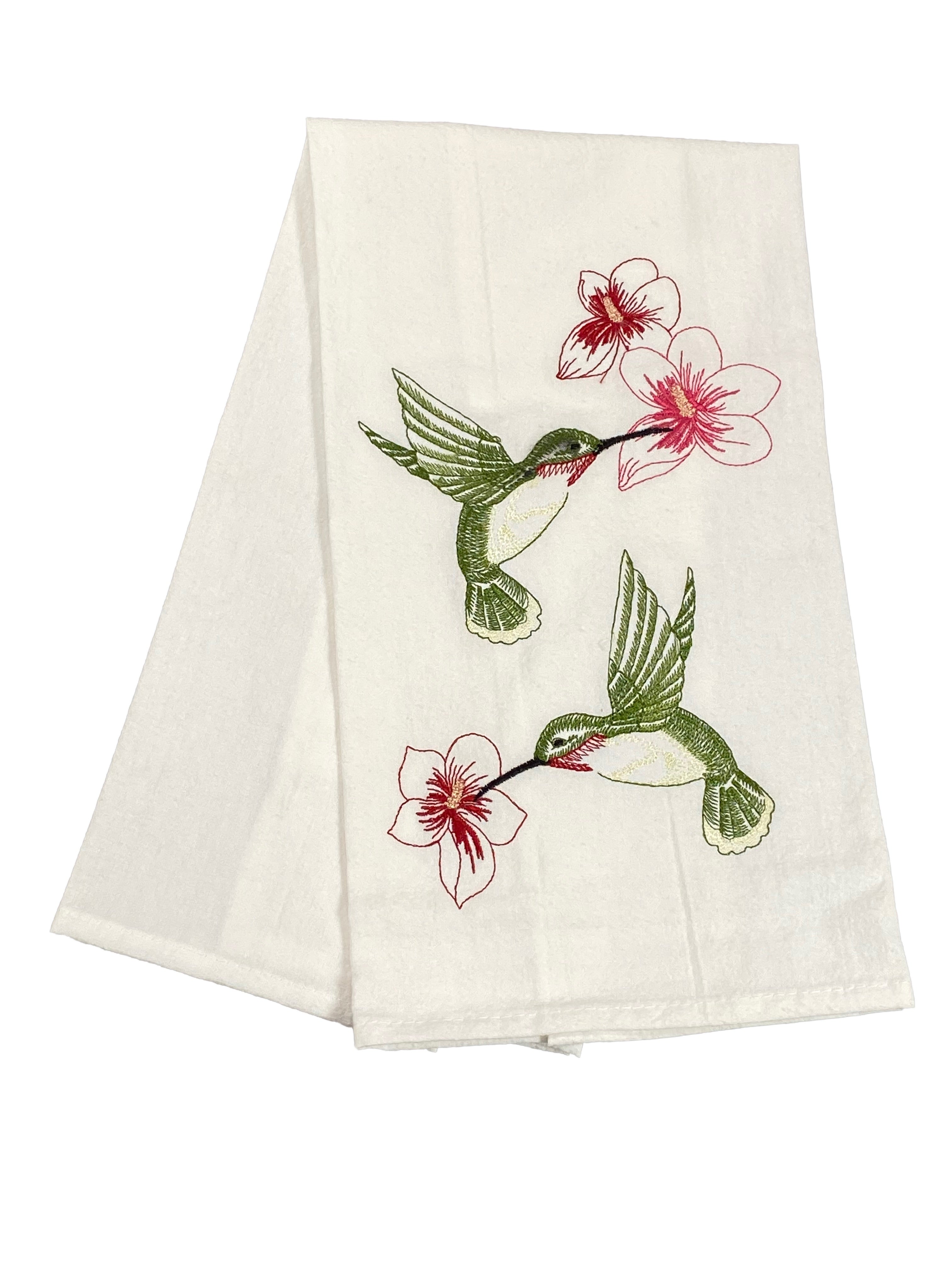 Hummingbirds With Flowers - Flour Sack Kitchen Towel    