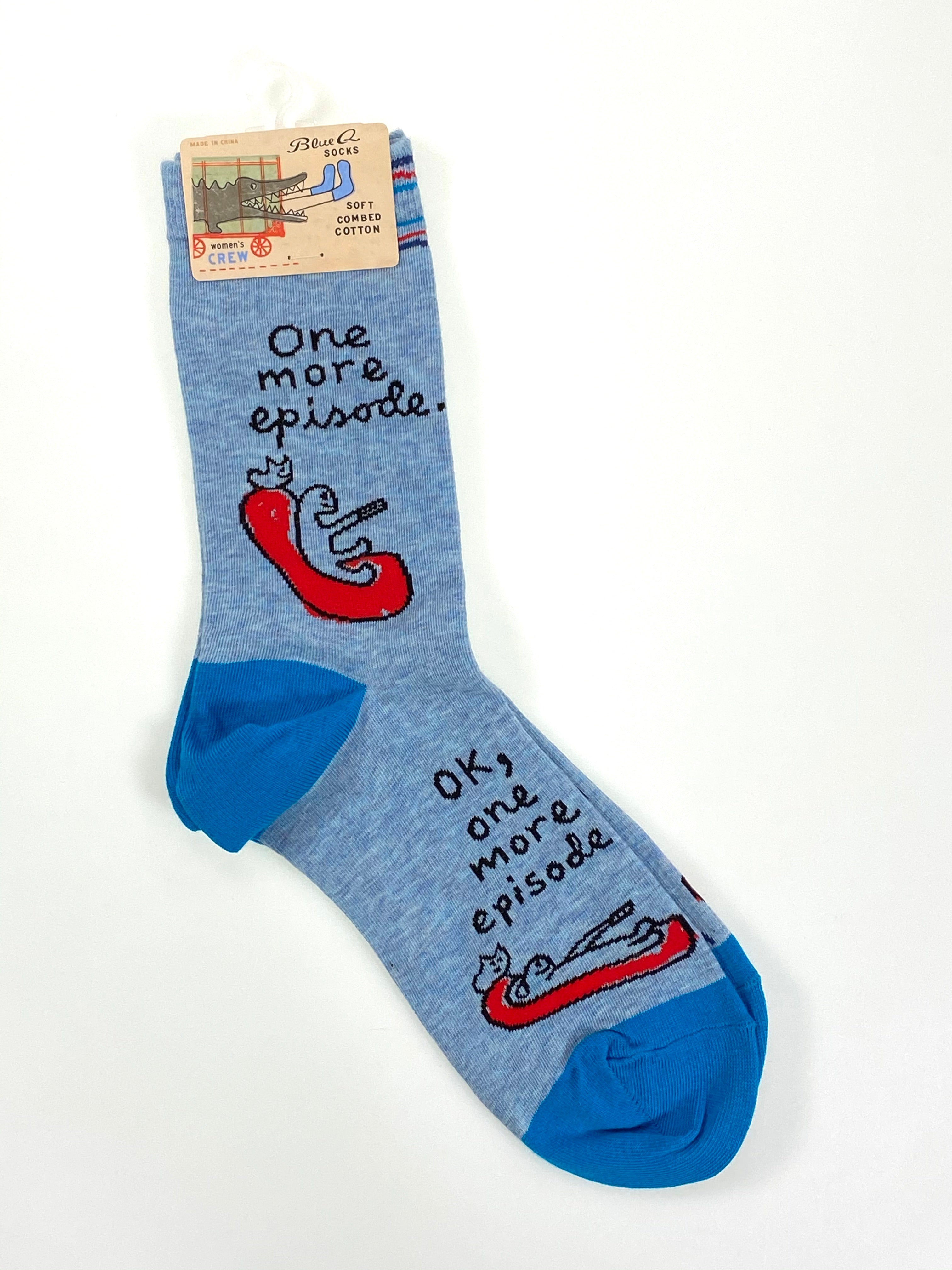 Blue Q Womens Crew Sock One More Episode    