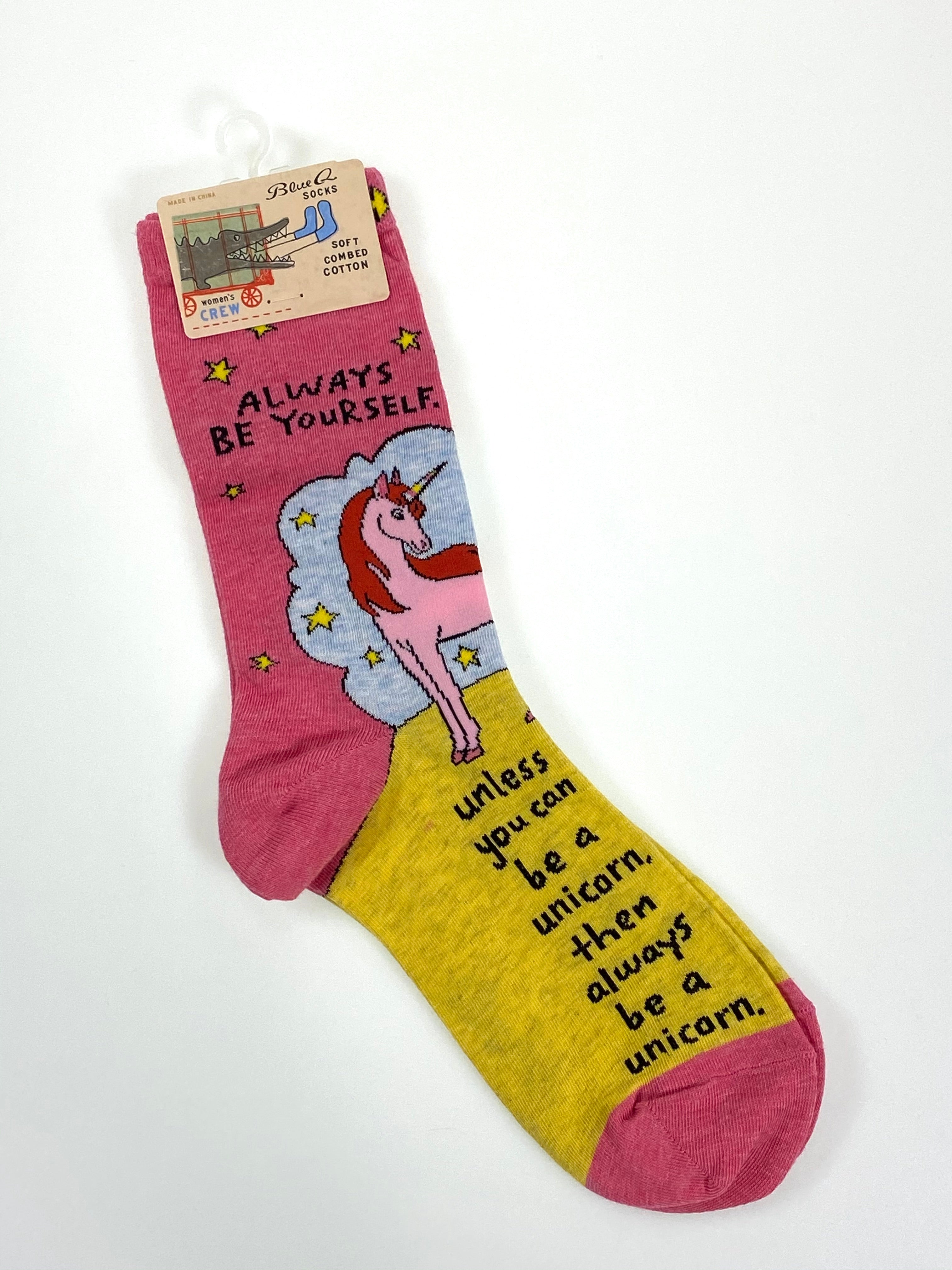 Blue Q Women's Crew Socks - Always Be Yourself. Unless You Can Be A Unicorn    