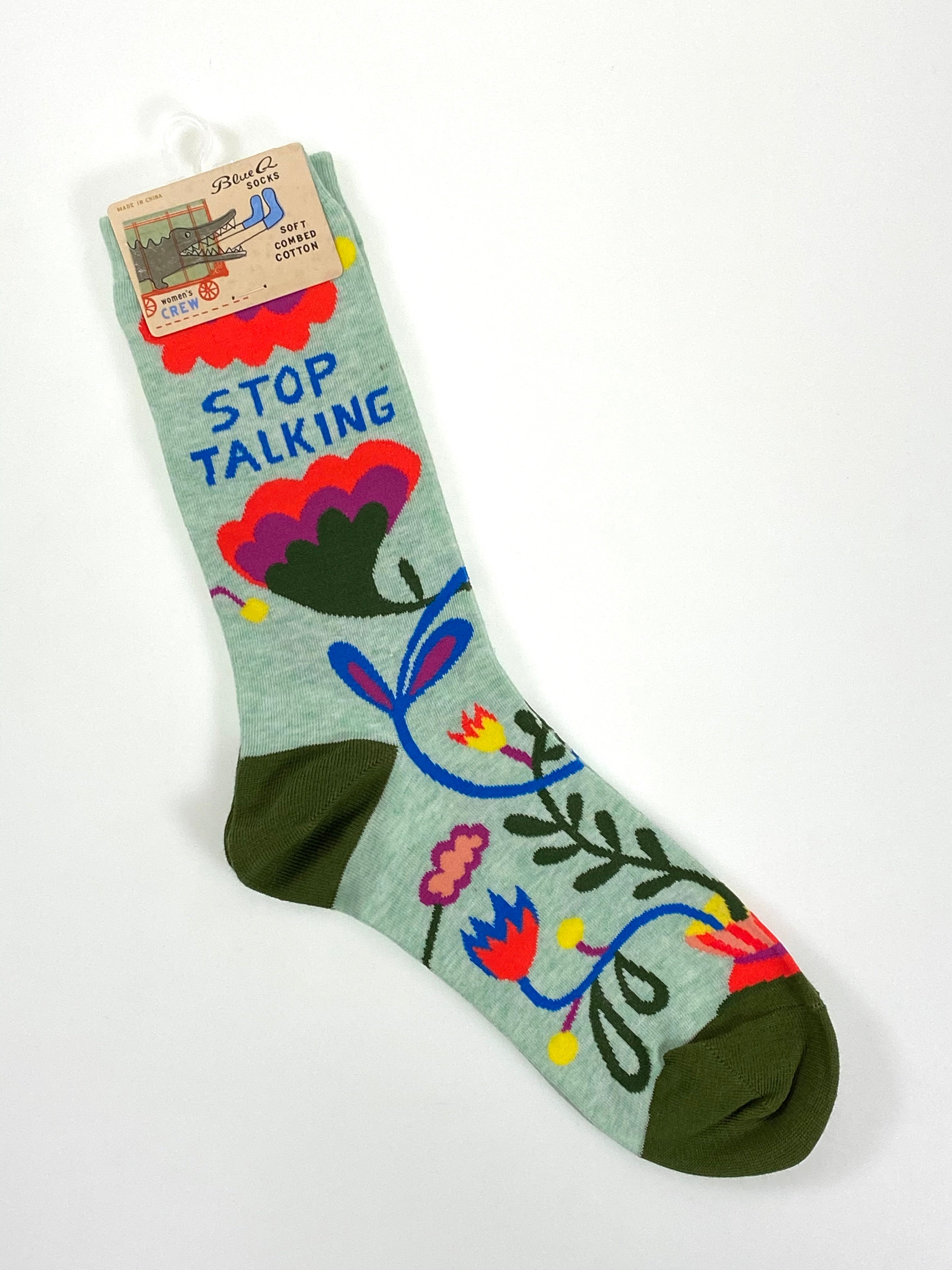Blue Q - Stop Talking Crew Socks | Women's