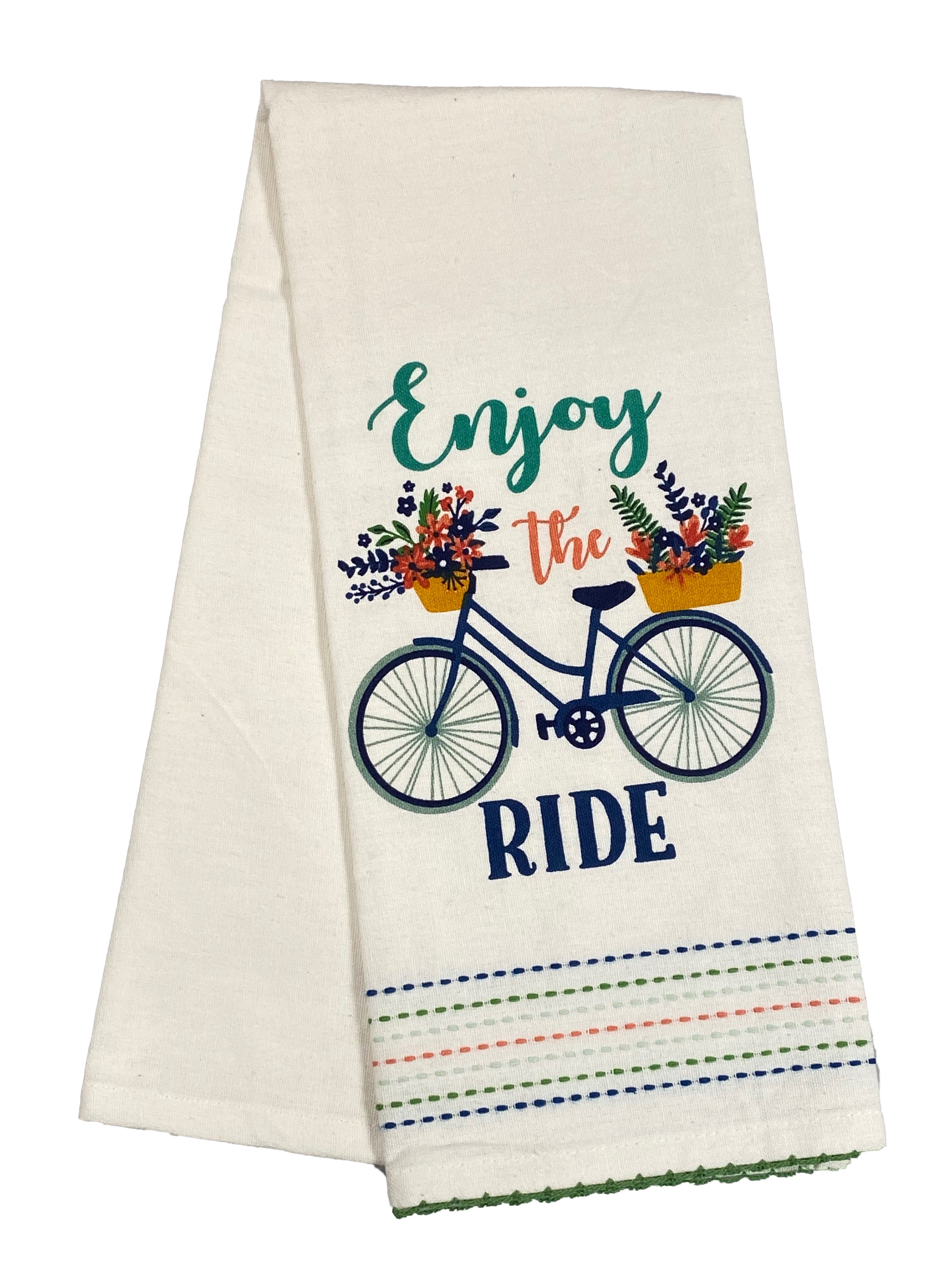 Embellished Dishtowel - Enjoy The Ride    