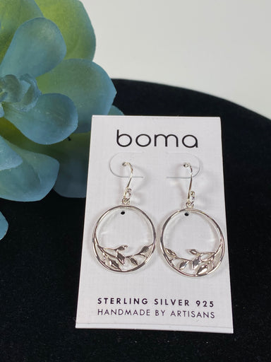 Boma Sterling Silver Earring - Open Circle With Branch    