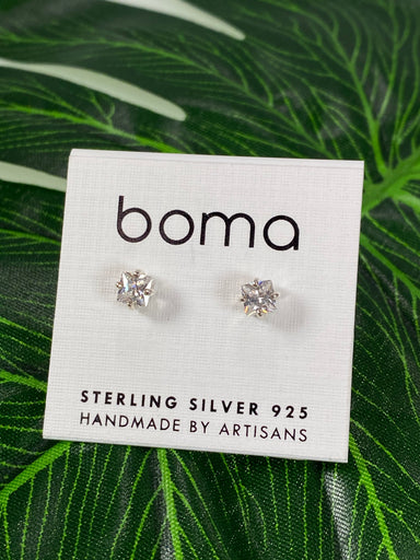 Boma Sterling Silver Post Earring Square CZ    