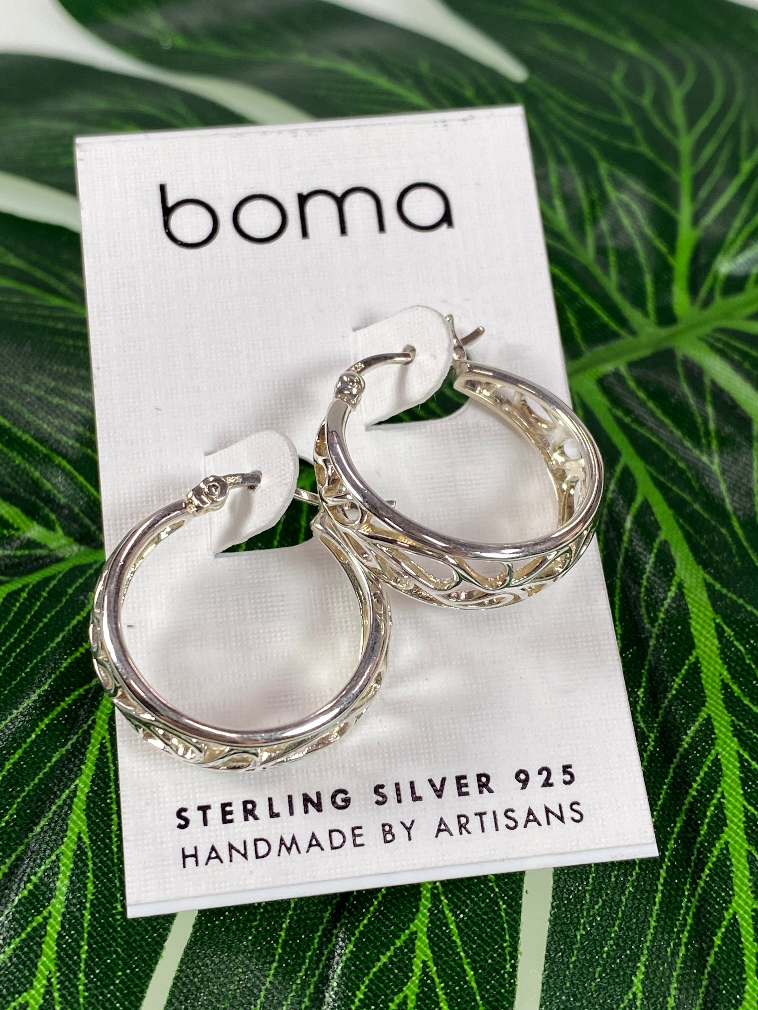 Boma Sterling Silver Thick Filagree Hoop    