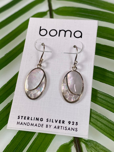 Boma Sterling Silver Earring Mother Of Pearl Mosaic Oval    