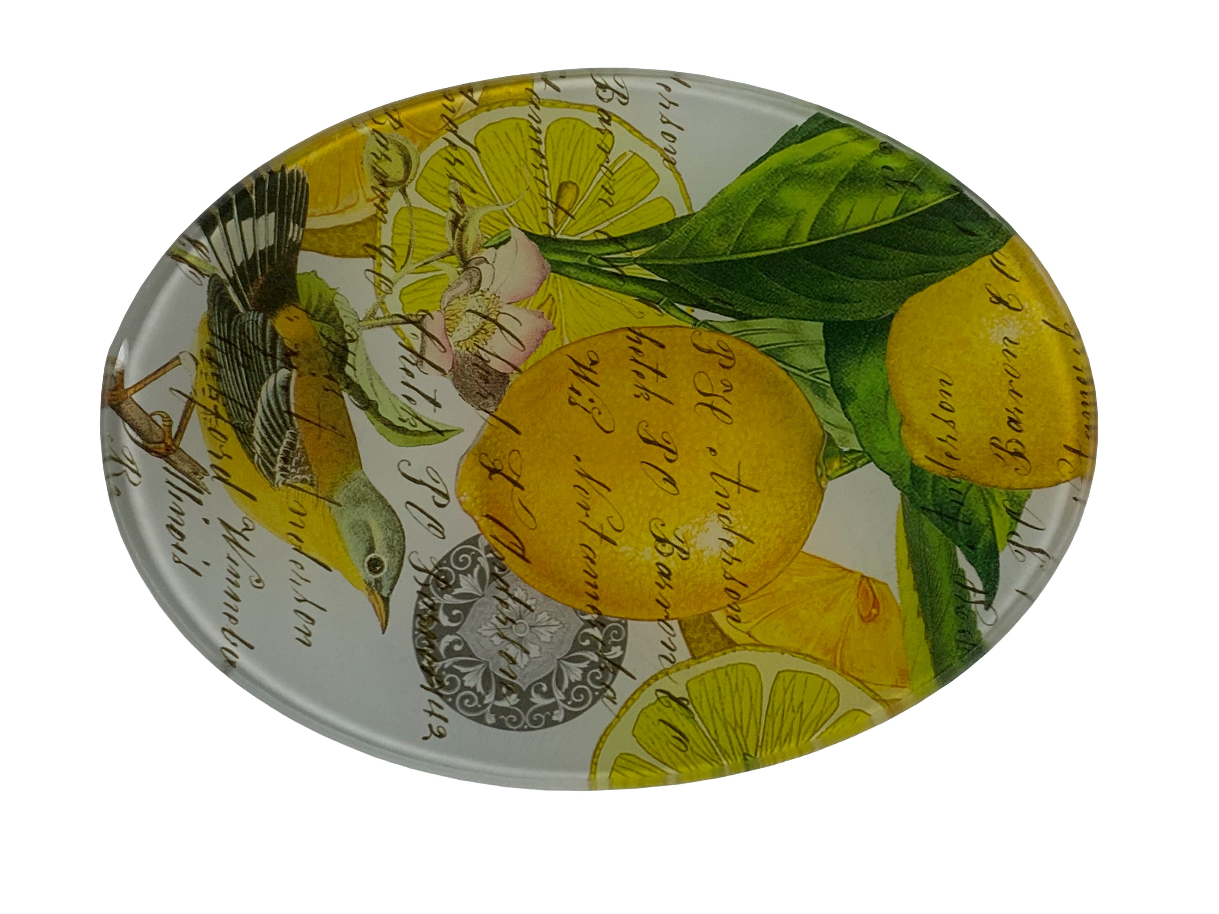 Lemon Basil Oval Glass Soap Dish    