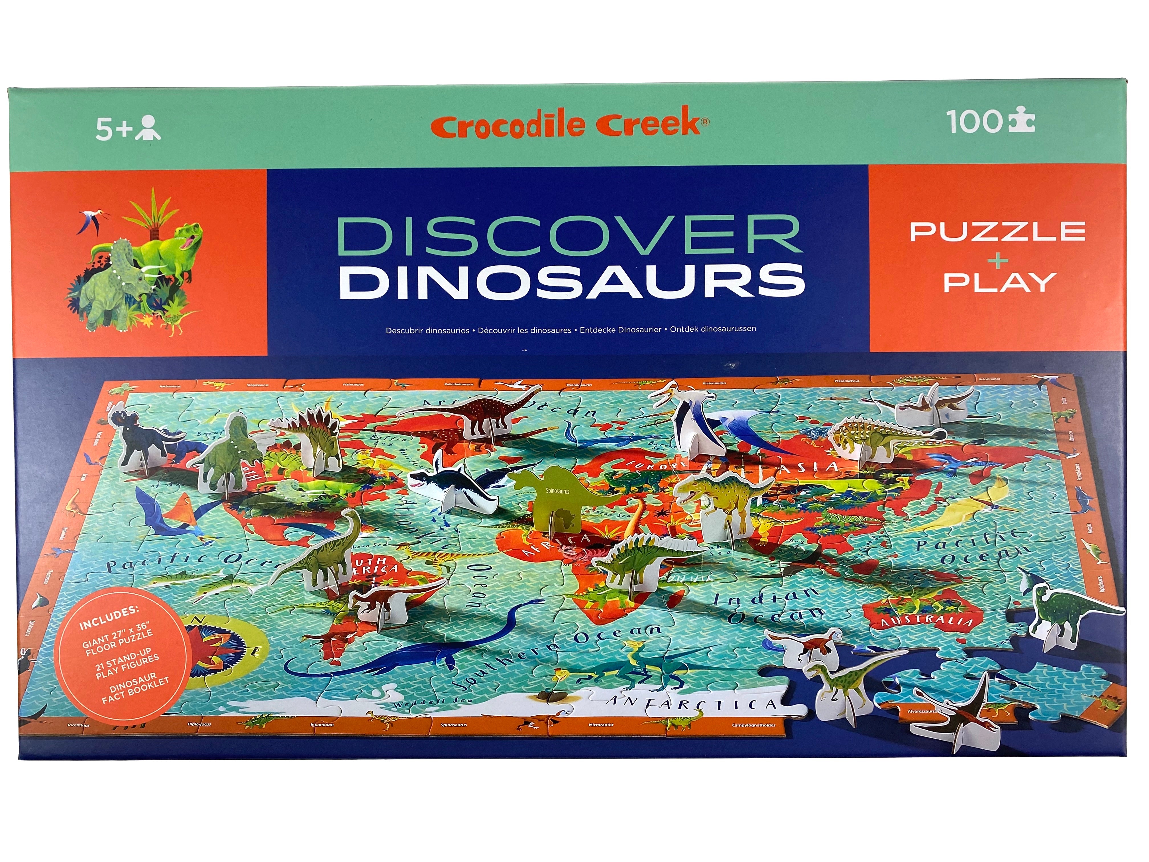 Discover Dinosaurs 100 Piece Puzzle and Play Set    