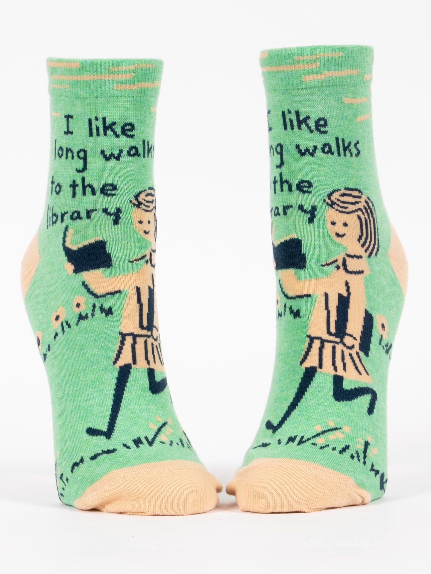 Blue Q Womens Ankle Socks - I like Long Walks To The Library    