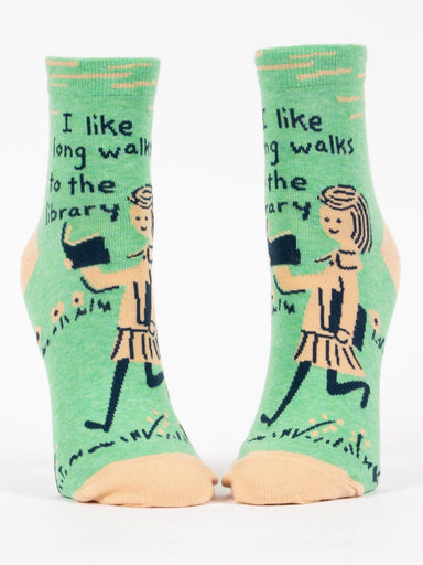 Blue Q Womens Ankle Socks - I like Long Walks To The Library    