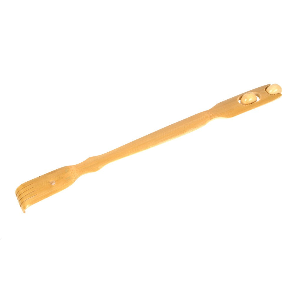 Bamboo Backscratcher With Massaging Rollers - 19 Inch    