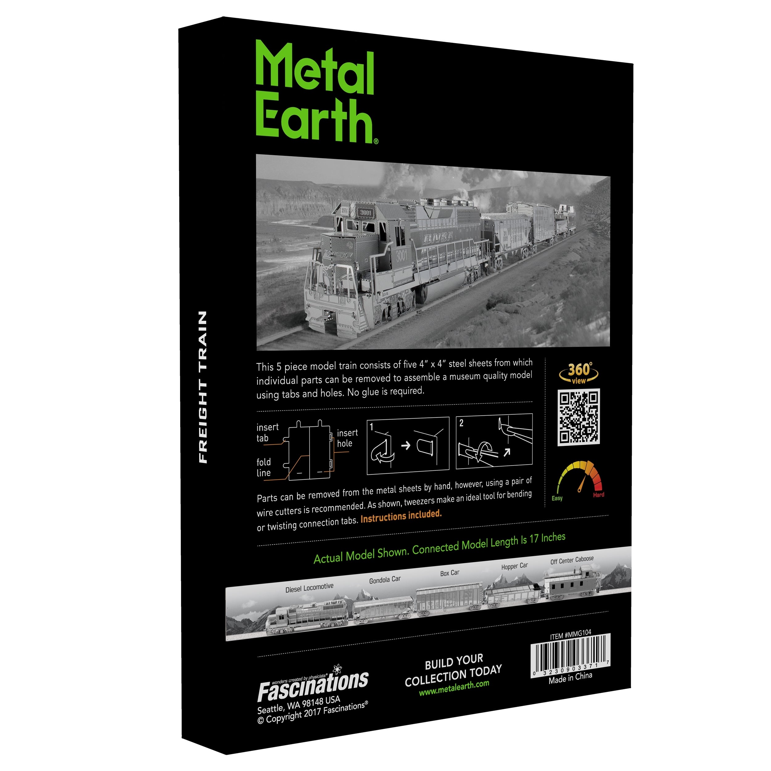 Metal Earth - Freight Train - Engine and 4 Cars    