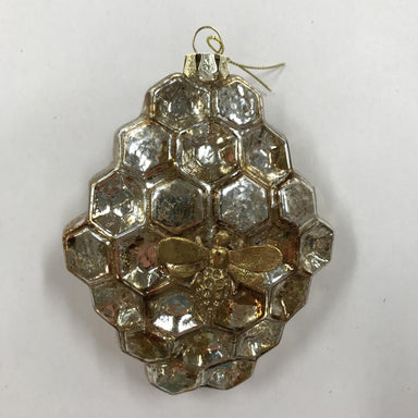 Mercury Glass Honey Comb Ornament with Bee Default Title   3253762