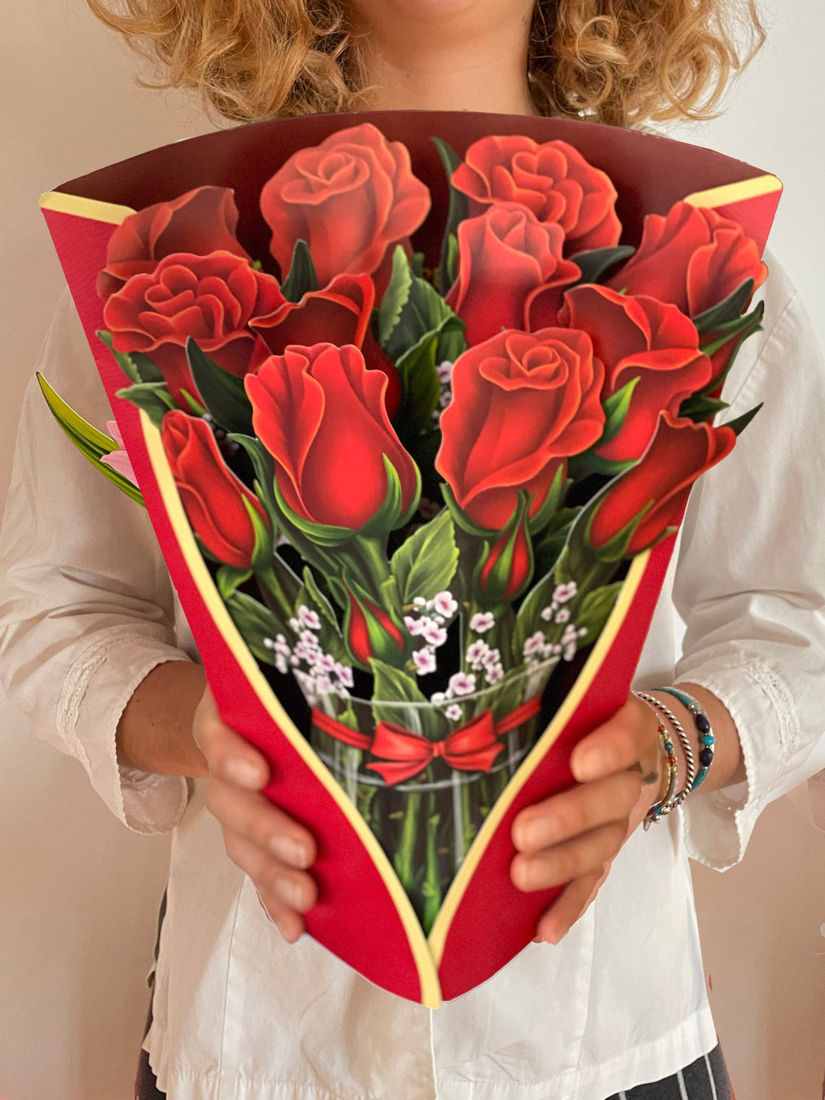 Pop Up Flower Bouquet Greeting Card Red Roses — Bird In Hand