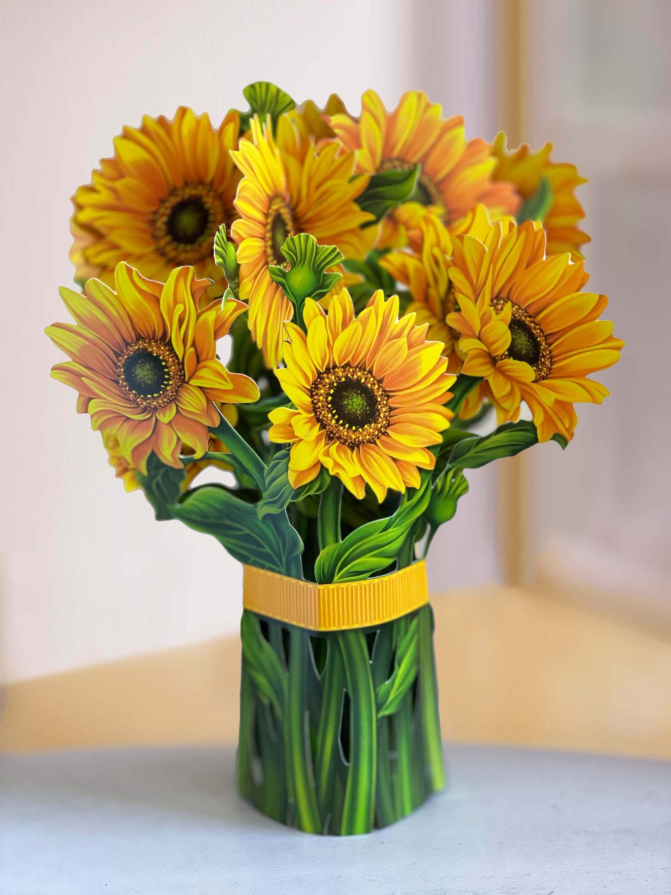 Pop Up Flower Bouquet Greeting Card - Sunflowers    