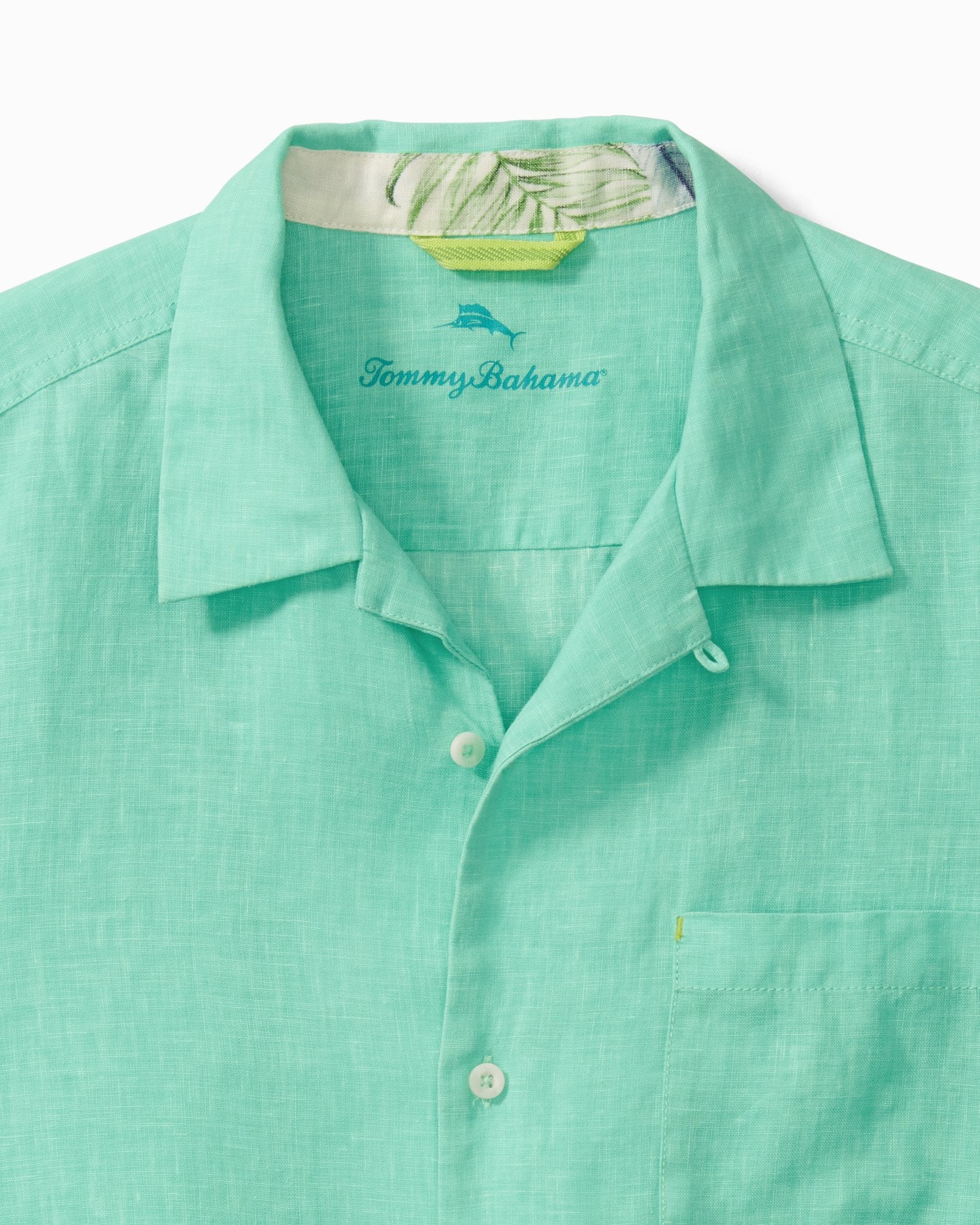Tommy Bahama Short Sleeve Sea Glass Linen Camp Shirt Blue Hot Spring / XXL