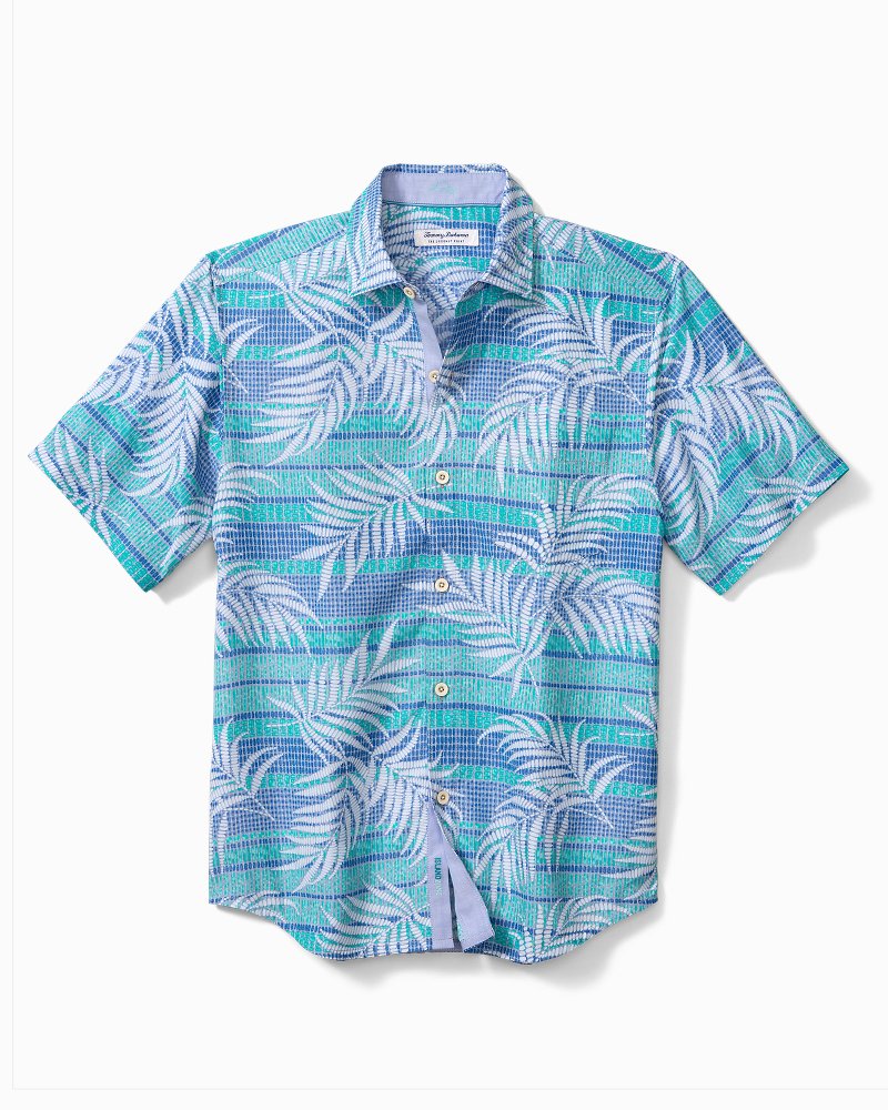 Tommy Bahama Coconut Point Mosaic Fronds Camp Shirt Tropical Turquoise M  023773360119
