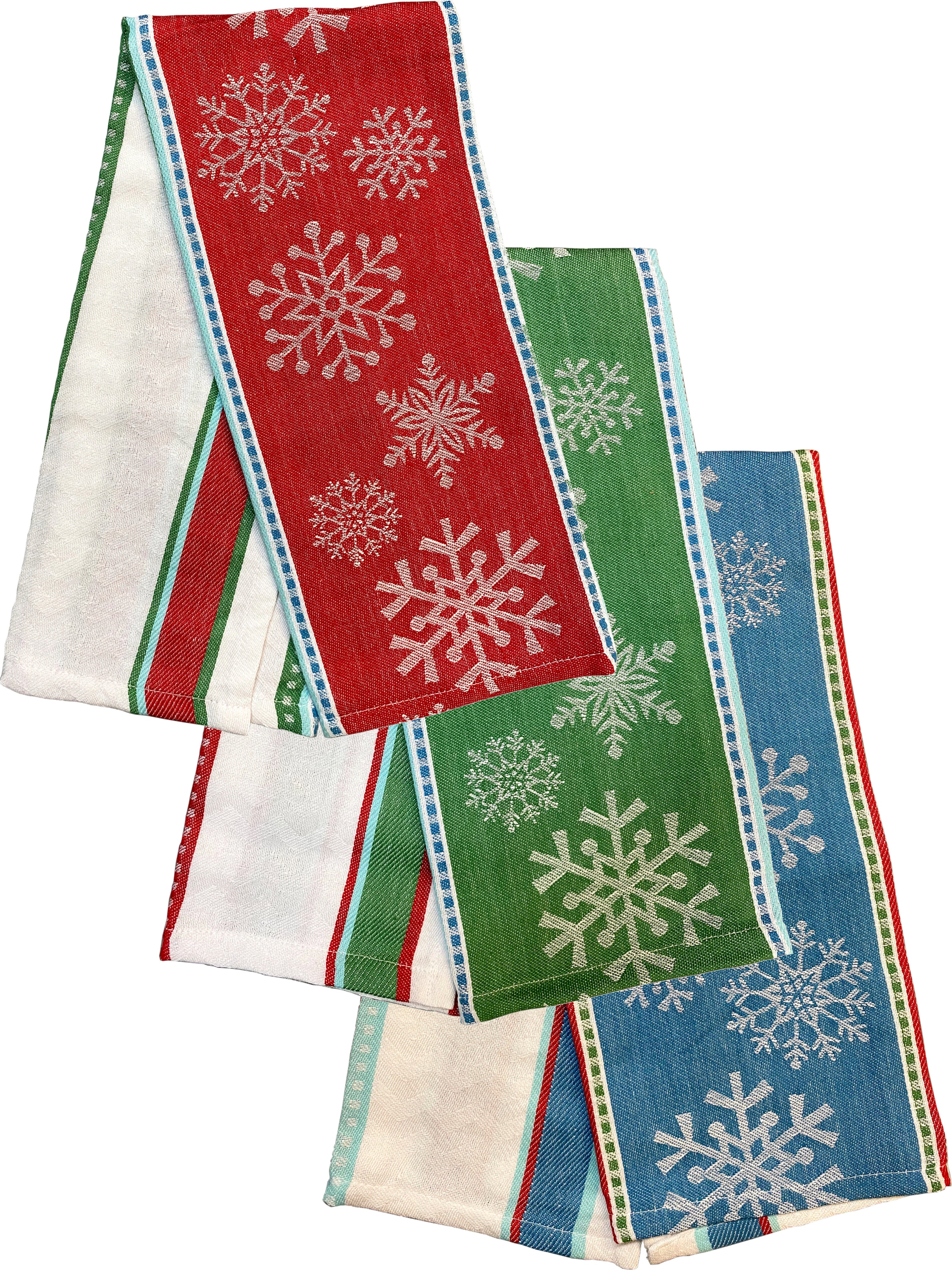 Snowflake Jacquard Kitchen Towel - Red, Green,or Blue    