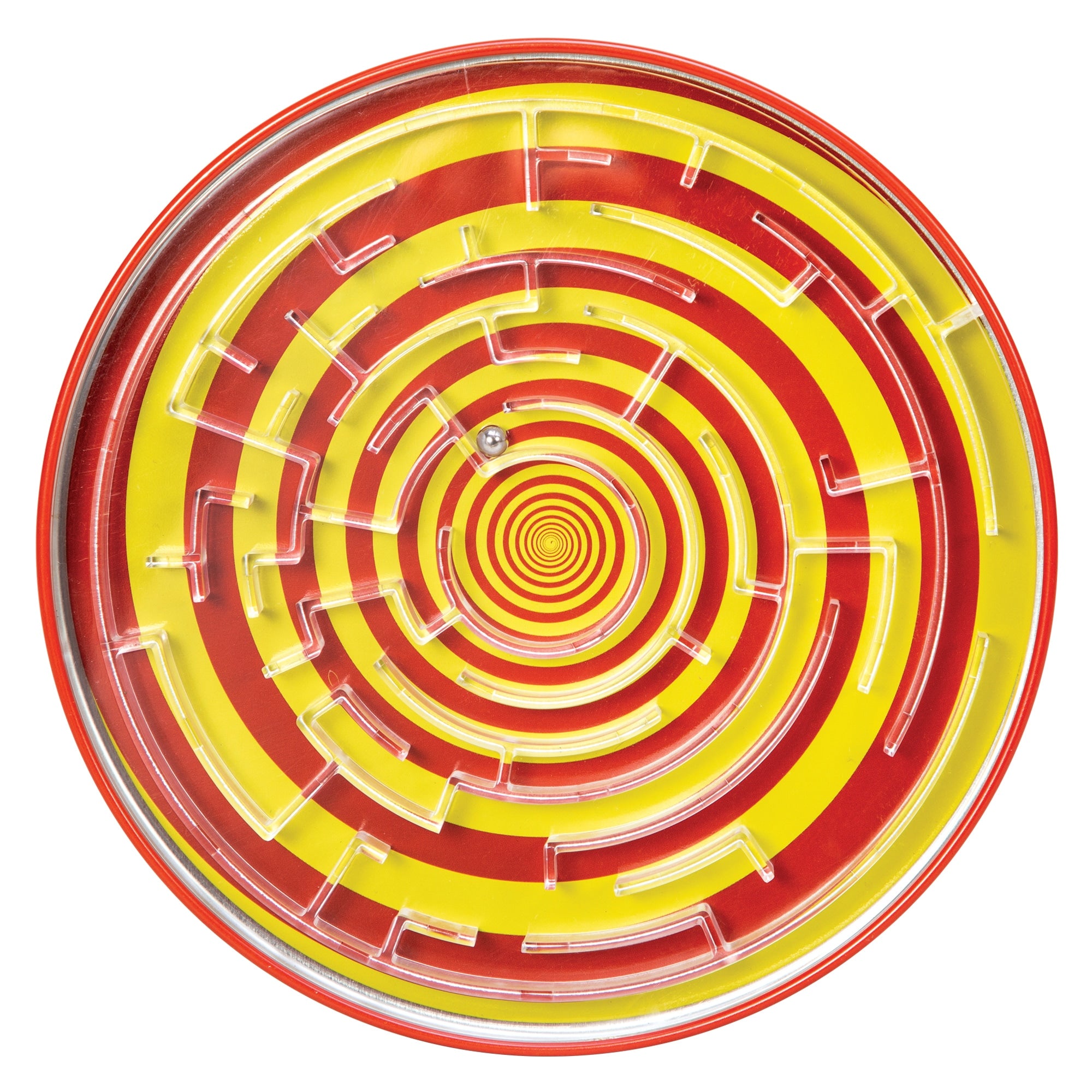 Tin Ball Maze - Black & White, Yellow & Red, or Rainbow Dot (Single)    