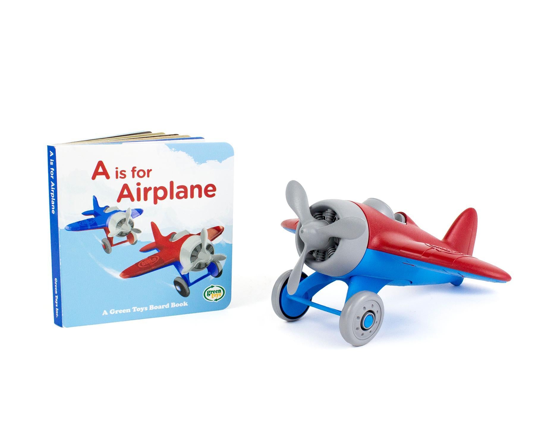 Green Toys Airplane and Board Book Set - Red or Blue Airplane    