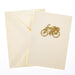 Boxed Note Card - Gold Bike With Flowers    