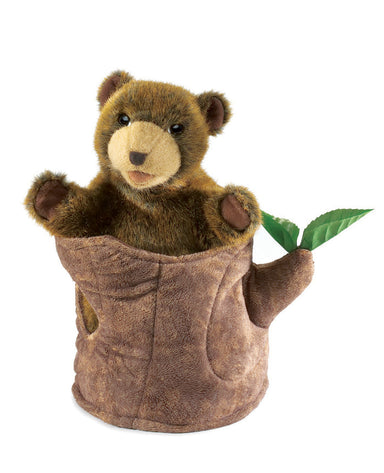 Folkmanis Puppet - Bear In Tree Stump    