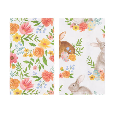 Spring Floral Bunny Set of 2 Kitchen Towels    
