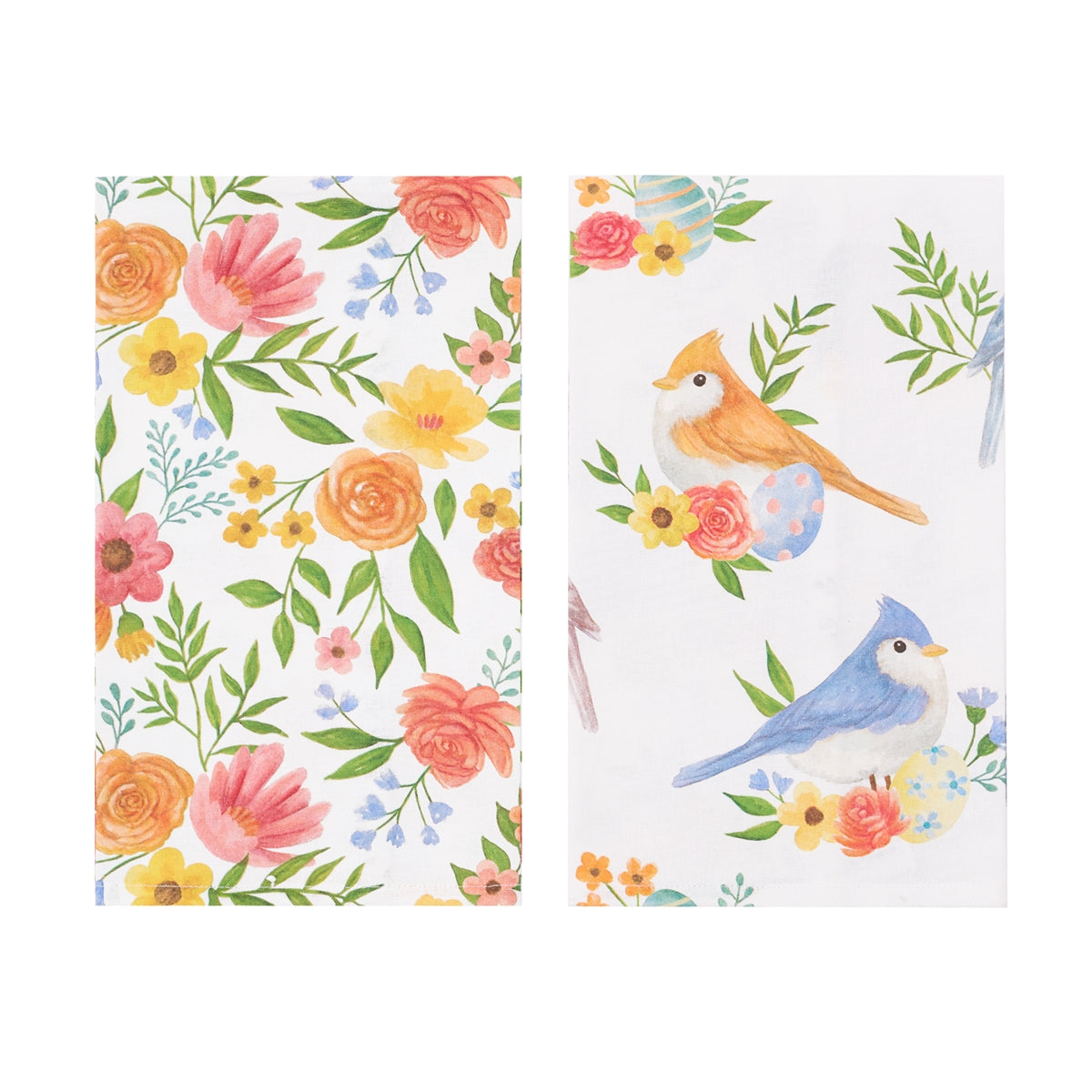 Spring Floral Bird Set of 2 Kitchen Towels    