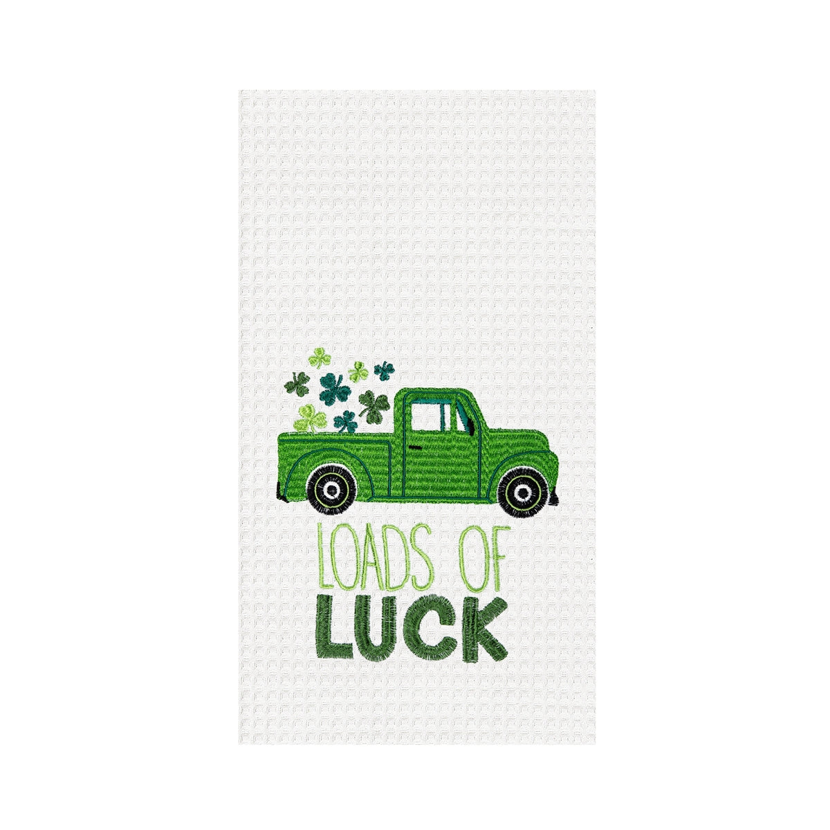 Loads Of Luck Embroidered Waffle Weave Kitchen Towel    