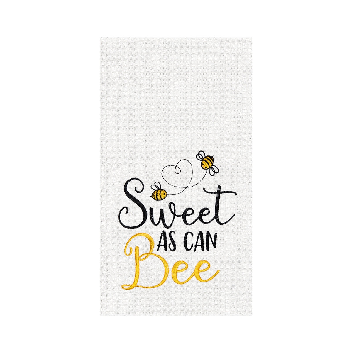Sweet As Can Bee Embroidered Waffle Weave Kitchen Towel    