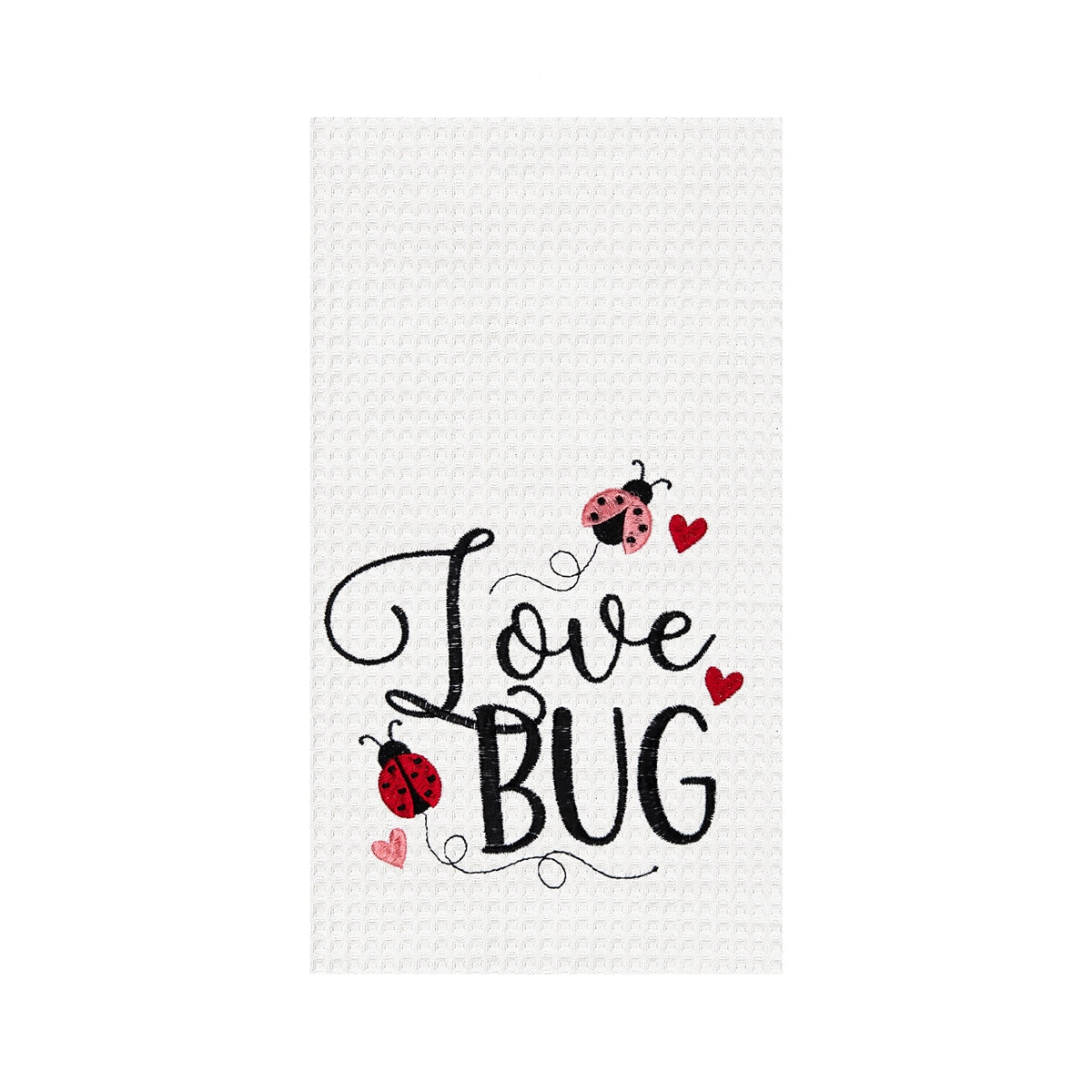 Love Bug Embroidered Waffle Weave Kitchen Towel    