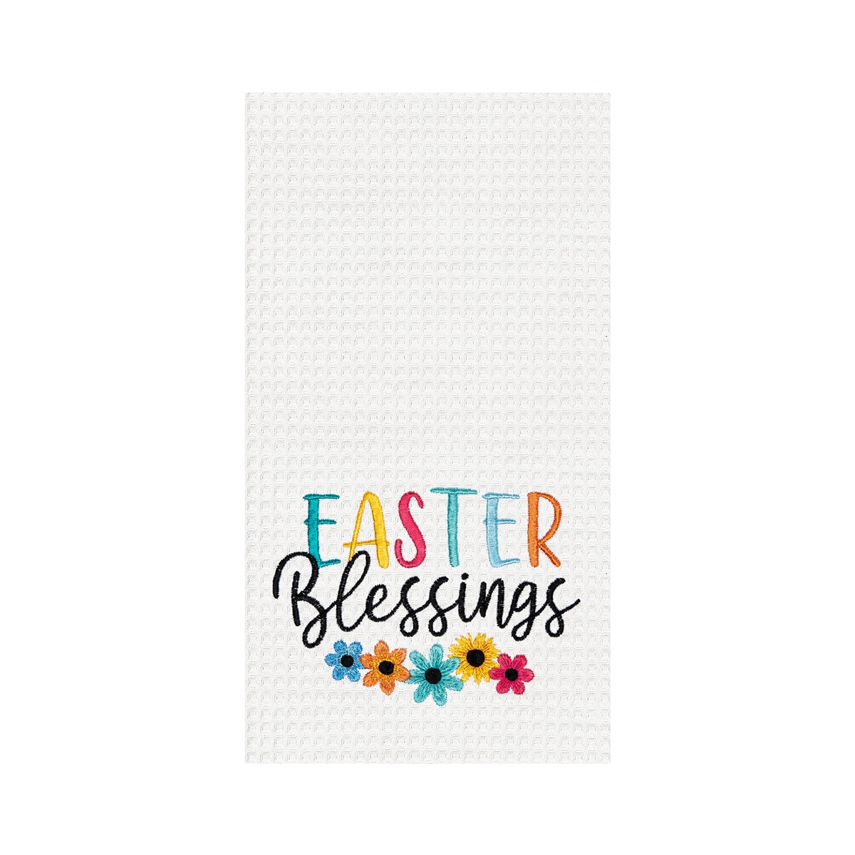 Easter Blessings Embroidered Waffle Weave Kitchen Towel    