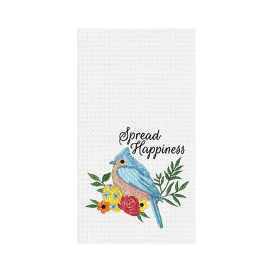Spread Happiness Embroidered Waffle Weave Kitchen Towel    