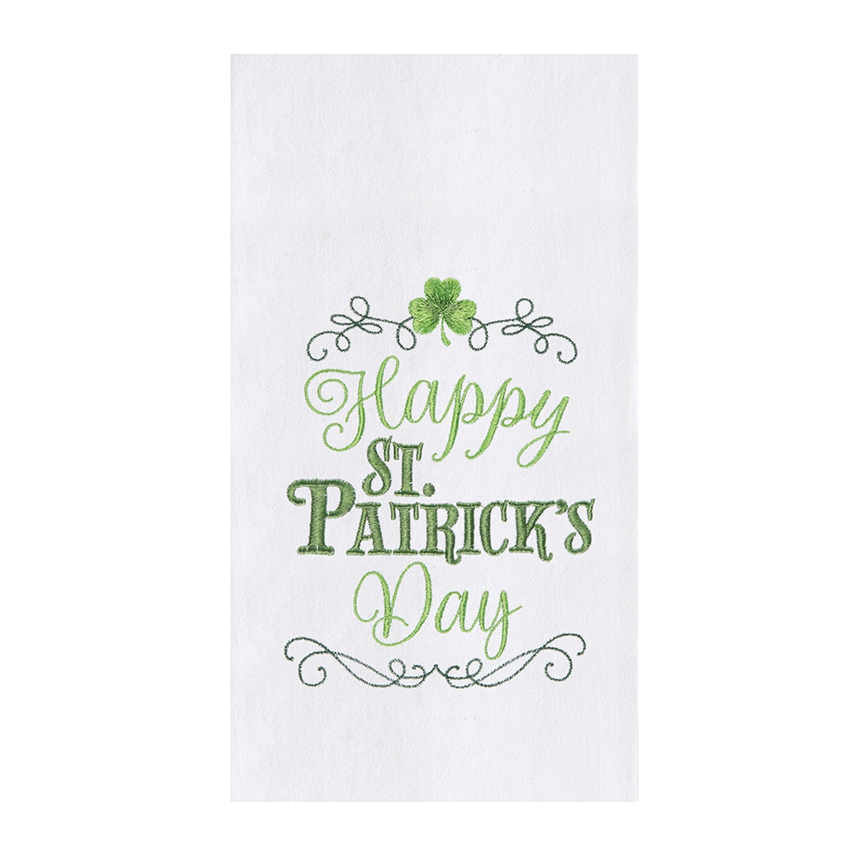Happy St. Patrick's Day - Embroidered Flour Sack Kitchen Towel    