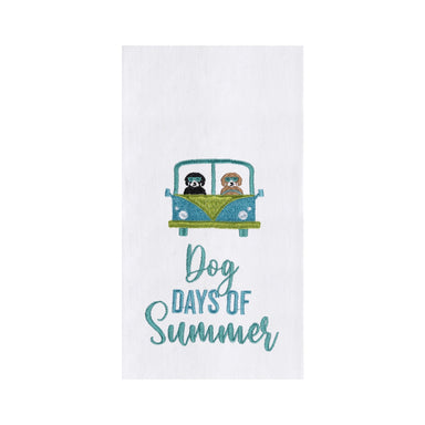 Dog Days Of Summer Embroidered Flour Sack Kitchen Towel    