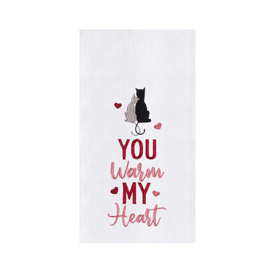 You Warm My Heart Embroidered Flour Sack Kitchen Towel    
