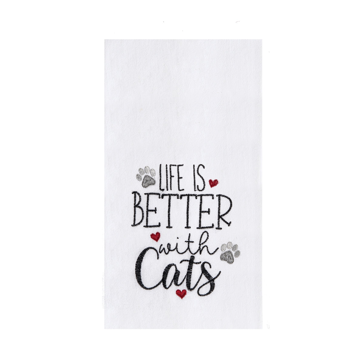 Life Is Better With Cats Embroidered Flour Sack Kitchen Towel    