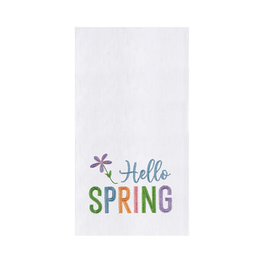 Hello Spring Embroidered Flour Sack Towel    