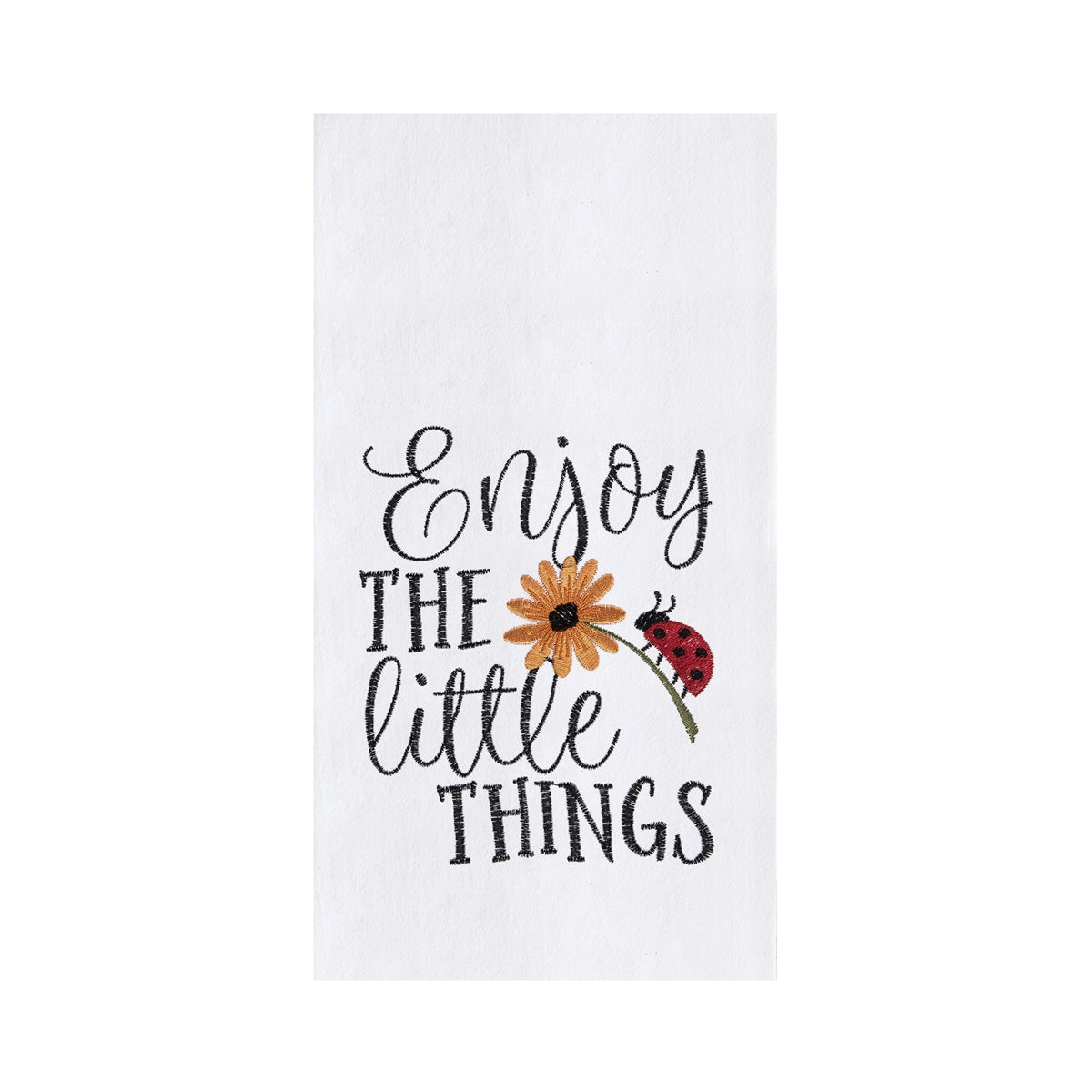 Enjoy The Little Things Embroidered Kitchen Towel    