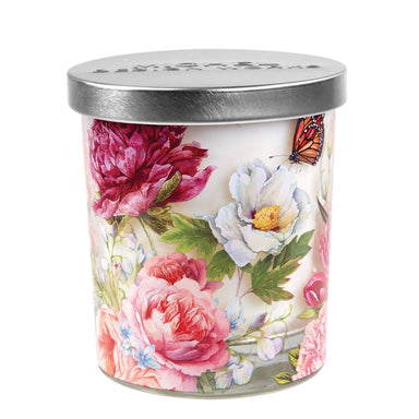 Blush Peony Printed Glass Jar Candle with Lid    