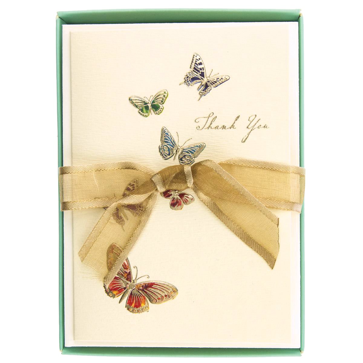 Boxed Thank You Cards - Gold Butterflies    
