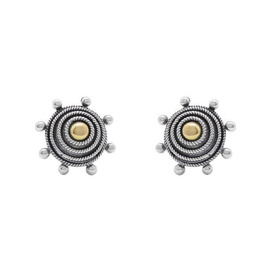 Sita Sterling Silver Ornate Spiral With 22K Gold Earrings    