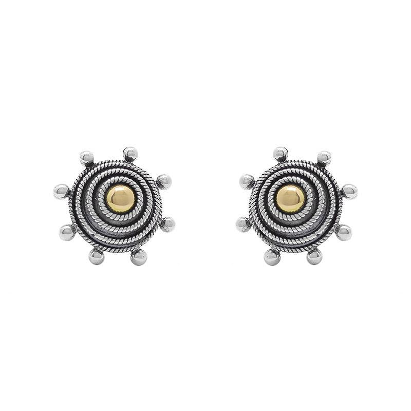 Sita Sterling Silver Ornate Spiral With 22K Gold Earrings    