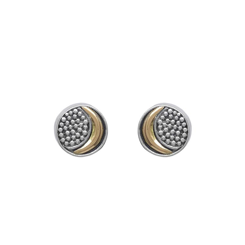 Sita Sterling Silver With 18K Gold Moon Post Earrings    
